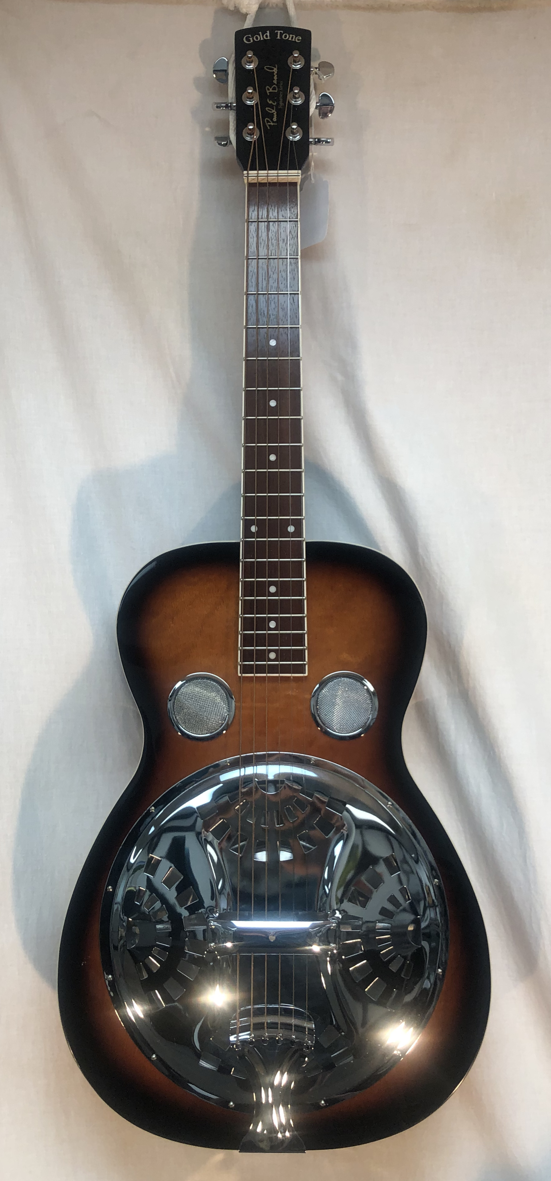 USED Goldtone PBS Square Neck Resonator w/ case